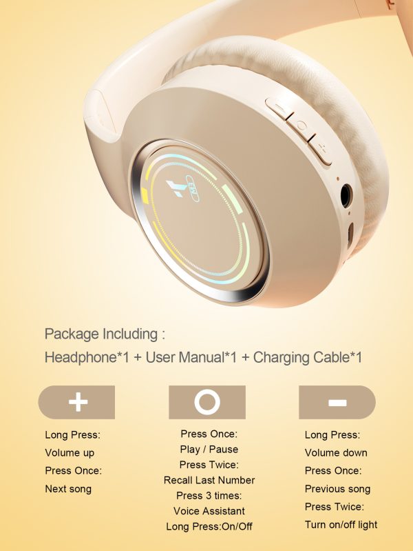 White Bluetooth 5.2 Headphones - Foldable, Adjustable Headband, TF Card - Image 3