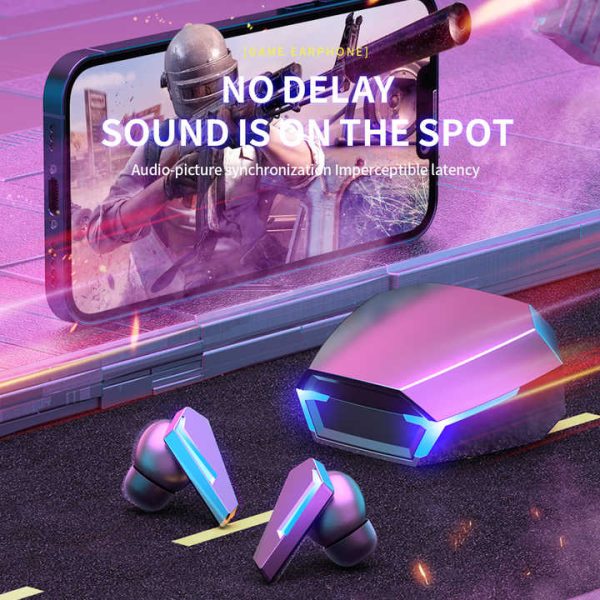 Silver Wireless Gaming Earbuds - Bluetooth 5.2, Low Delay, 3D Stereo - Image 3