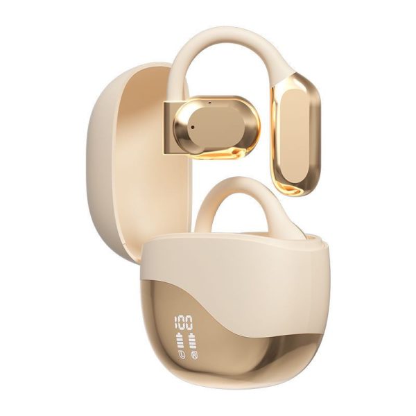 Gold Open Ear Bluetooth 5.3 Headphones - Non-In-Ear, Ear Hook, Wireless Sports