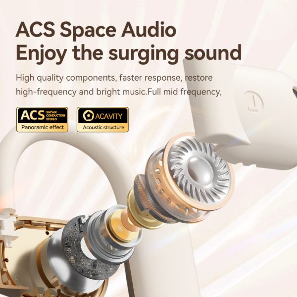 Gold Open Ear Bluetooth 5.3 Headphones - Non-In-Ear, Ear Hook, Wireless Sports - Image 4