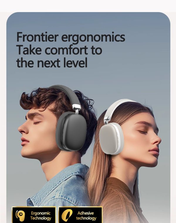 Beige Wireless Bluetooth Headphones - Over-Ear, Deep Bass, Foldable, Long Battery Life - Image 5