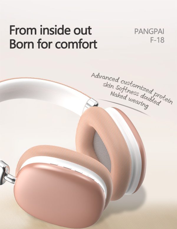 Beige Wireless Bluetooth Headphones - Over-Ear, Deep Bass, Foldable, Long Battery Life - Image 7