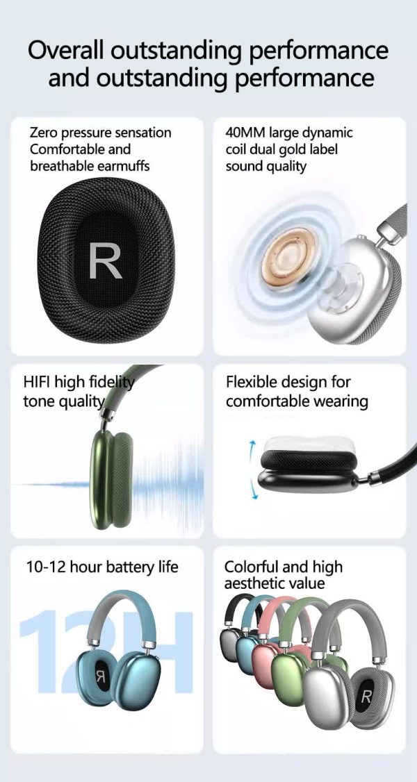 Black Comfortable Over-Ear Headphones - Hi-Fi Sound, Long Battery, Swivel Control - Image 3