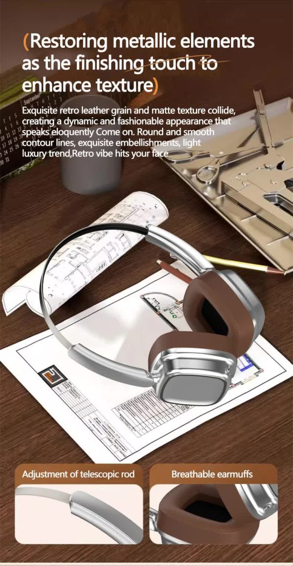 Black Compact Retro Headphones - Wireless Bluetooth, Deep Bass, Immersive Sound - Image 4