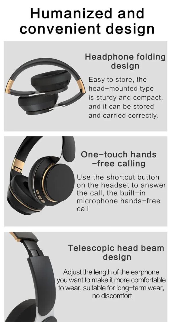 Light Green Wireless Bluetooth Headphones with Noise Reduction - Heavy Bass, Long Battery Life, TF Card Support - Image 8