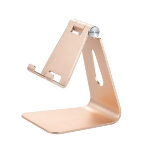2 Pcs Gold Foldable Aluminum Alloy Phone & Tablet Stand - Adjustable Portable Desktop Holder - Image 1