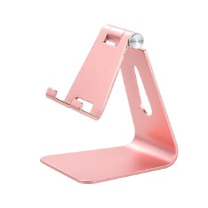 2 Pcs Pink Foldable Aluminum Alloy Phone & Tablet Stand - Adjustable Portable Desktop Holder - Image 1