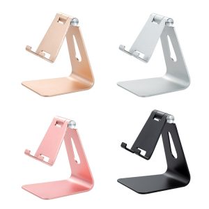 2 Pcs Silver Foldable Aluminum Alloy Phone & Tablet Stand - Adjustable Portable Desktop Holder - Image 2