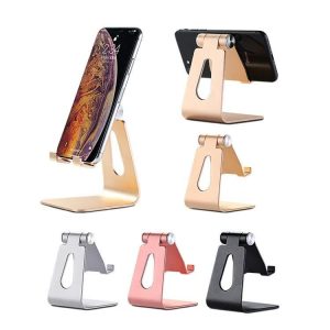 2 Pcs Silver Foldable Aluminum Alloy Phone & Tablet Stand - Adjustable Portable Desktop Holder - Image 3