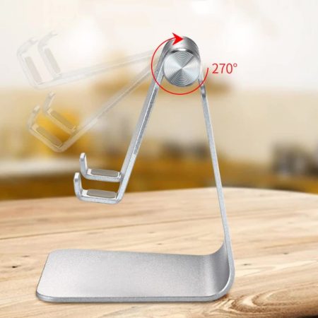 2 Pcs Silver Foldable Aluminum Alloy Phone & Tablet Stand - Adjustable Portable Desktop Holder - Image 4