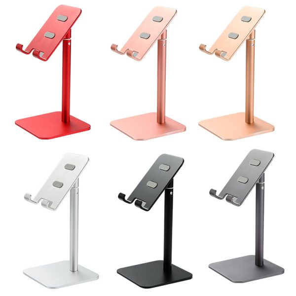 Silver Adjustable Aluminum Alloy Phone and Tablet Stand - Telescopic Desktop Holder for Live Streaming and Hands-Free Use - Image 2