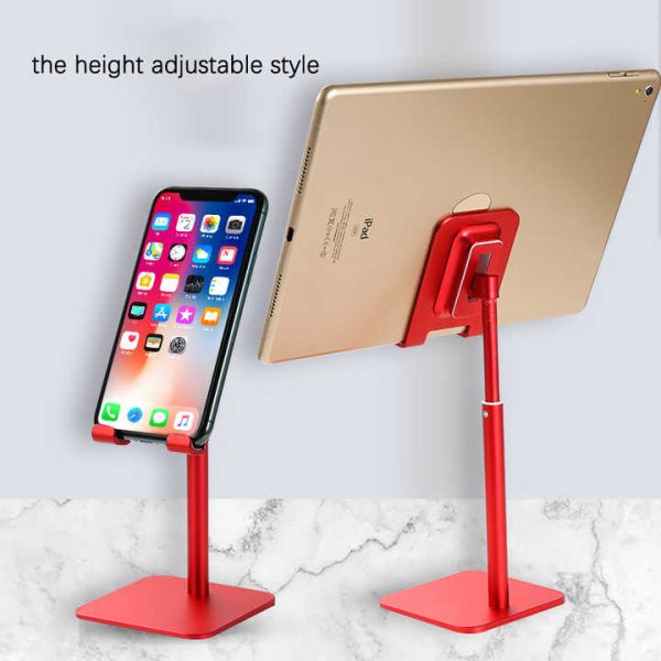 Silver Adjustable Aluminum Alloy Phone and Tablet Stand - Telescopic Desktop Holder for Live Streaming and Hands-Free Use - Image 3
