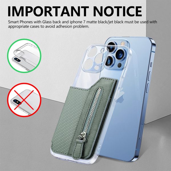 2 Pcs Blue Multifunction Stick-On Phone Wallet - PU Leather Card Holder with Zipper & Flip Cover - Image 5
