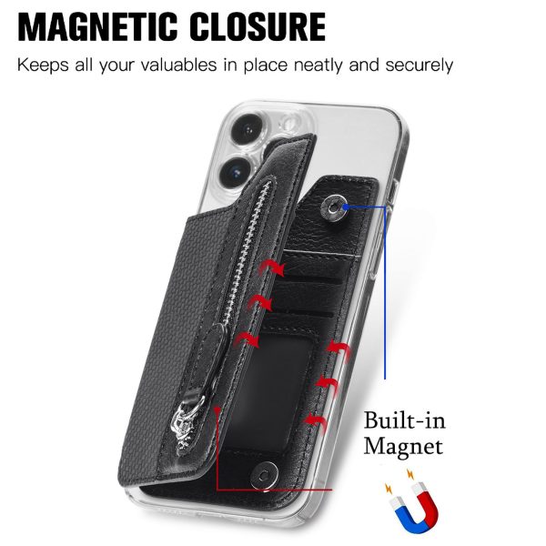 2 Pcs Blue Multifunction Stick-On Phone Wallet - PU Leather Card Holder with Zipper & Flip Cover - Image 14