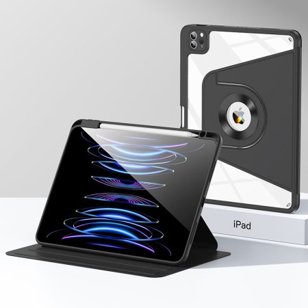 Black 360 Rotating Protective Case for iPad Air 5/4 & Pro 11 (2018-2022) with Pencil Holder