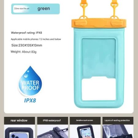 IPX8 Waterproof Phone Pouch with Inflatable Floating Layer,Touchscreen Dry Bag for Swimming(green)