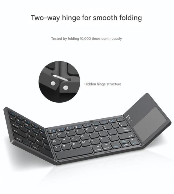 White Tri-Fold Bluetooth Keyboard with Touchpad - Multi-Device Compatible (iOS/Android/Win) - Image 6