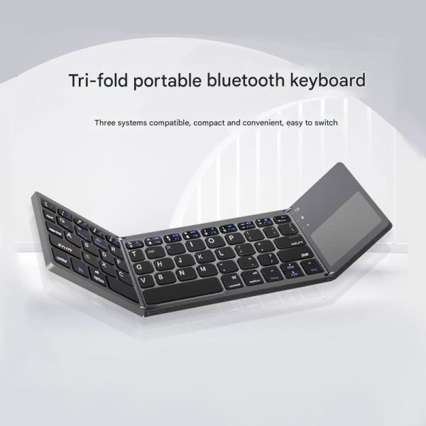 White Tri-Fold Bluetooth Keyboard with Touchpad - Multi-Device Compatible (iOS/Android/Win) - Image 7