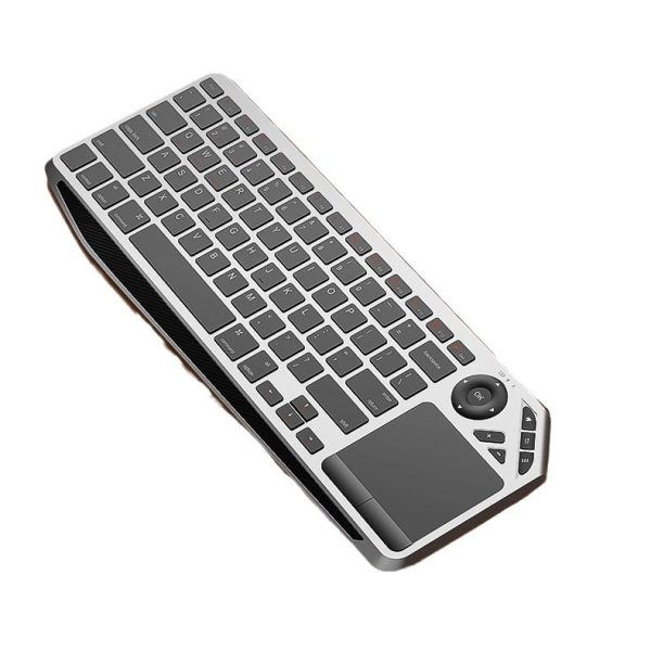 Silver And Black Slim Multi-Device Bluetooth Keyboard with Integrated Touchpad - Rechargeable Wireless Combo for PC Laptop Tablet Phone - Image 2