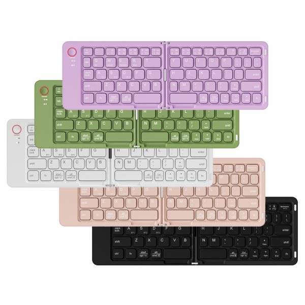 White Ultra-Slim Foldable Bluetooth Keyboard - Portable Wireless Rechargeable Travel Keyboard for iOS Android Windows Devices - Image 2