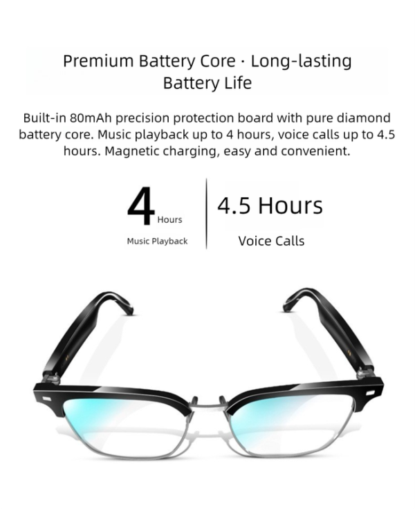 Black Full Frame Sunglasses Smart Audio Glasses with Bluetooth 5.0 - Open-Ear Directional Sound, Anti-Blue Light Lenses, IP65 Water Resistant - Image 5