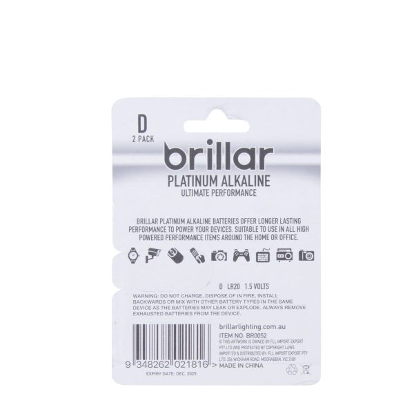 Brillar D Platinum Alkaline Batteries 2pk - Image 3
