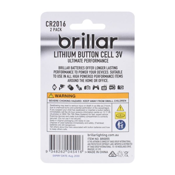Brillar CR2016 Lithium Button Cell 2pk - Image 3