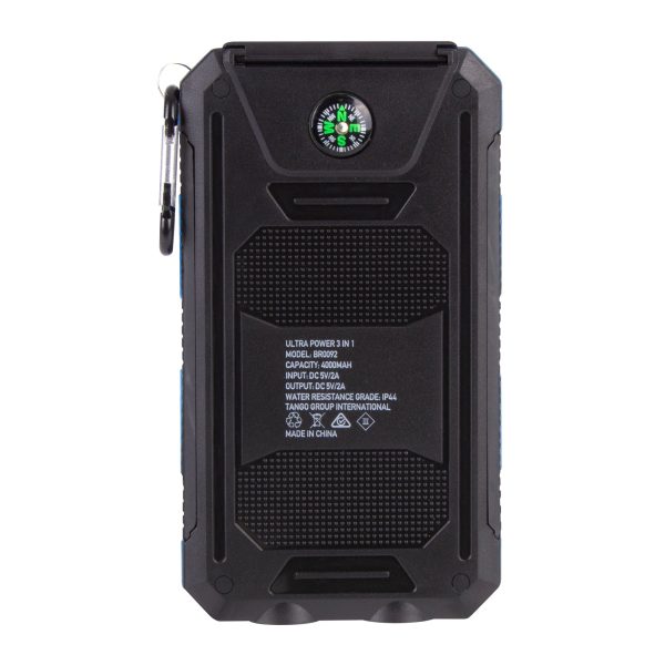 Brillar Ultra Power 3 In 1 4000mAh Solar Powerbank, Torch & Compass - Image 2