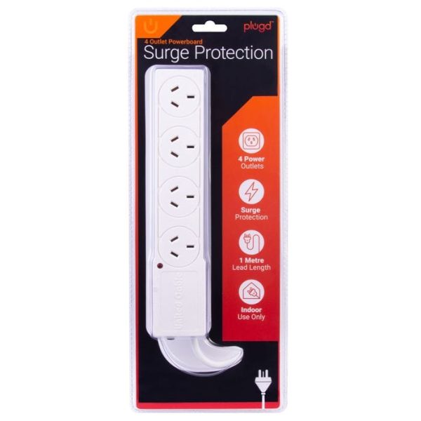 4 Outlet Powerboard With Surge Protection 1M Lead Cable - Image 2