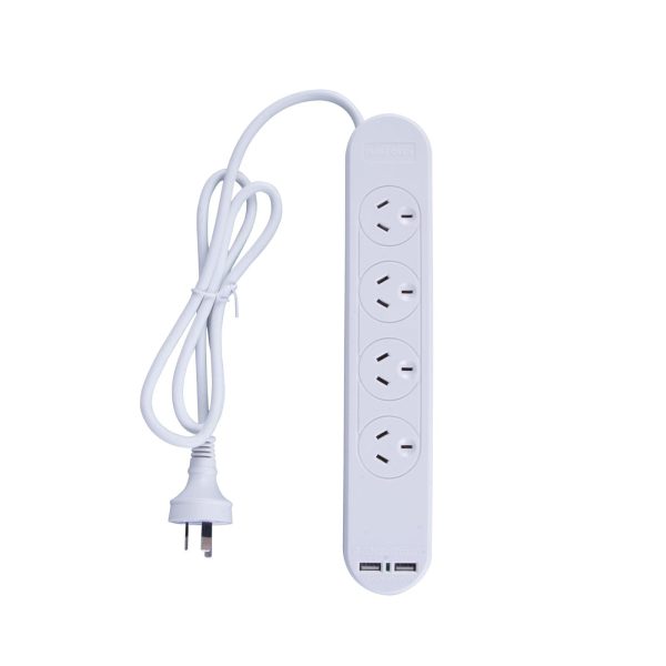 4 Outlet Powerboard With Surge Protection and Dual USB Charger - Image 2