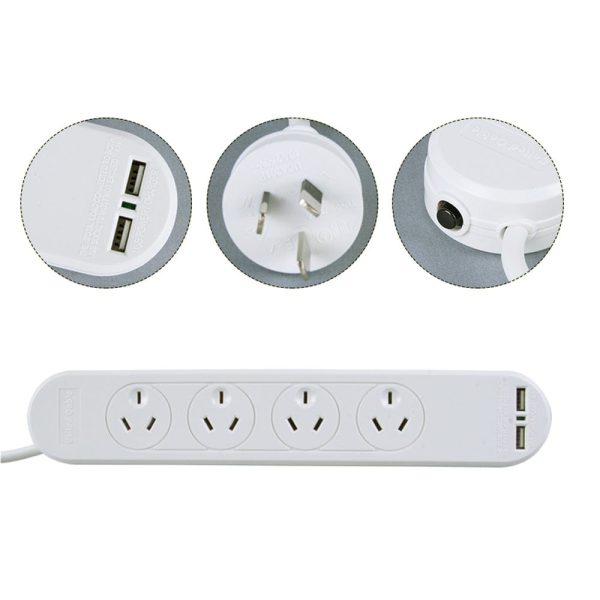 4 Outlet Powerboard With Surge Protection and Dual USB Charger - Image 5