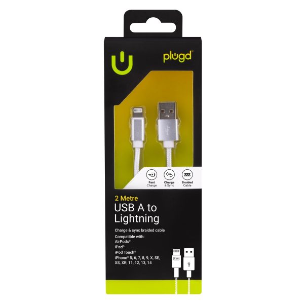 2M USB A to Lightning Braided Charge & Sync Cable - Image 2