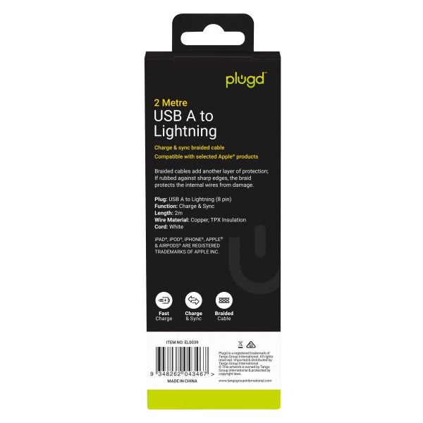 2M USB A to Lightning Braided Charge & Sync Cable - Image 3