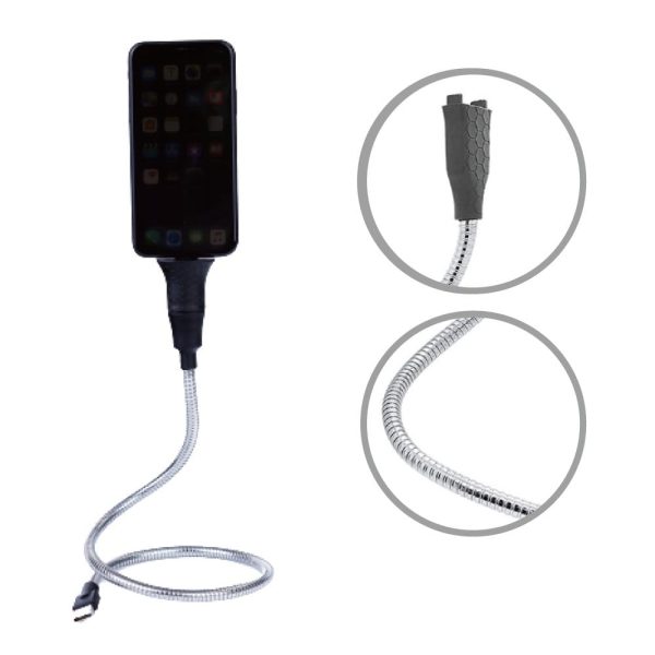 66cm Cobra Coil Mobile Charger Cable w/ USB-C/Micro-USB/Lightning Connector - Image 2