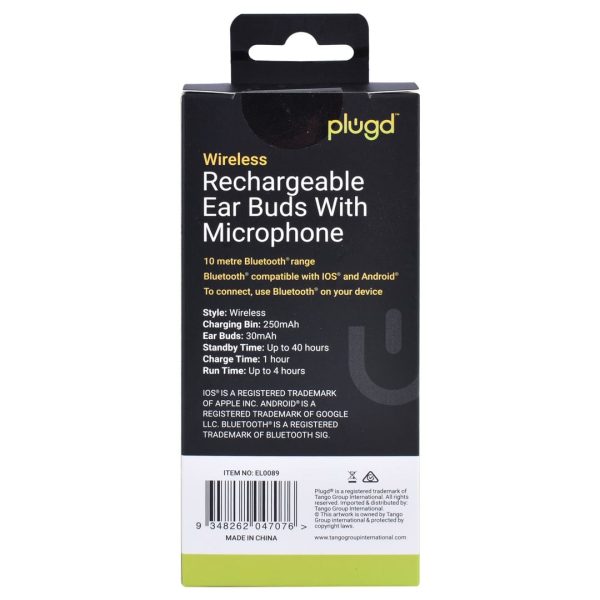 PLUGD Bluetooth Rechargeable Ear Buds with Microphone - Image 3