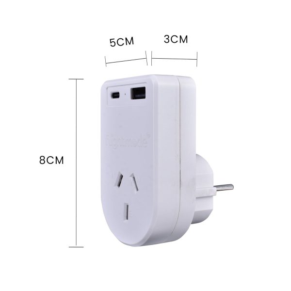 Flightmode Outbound AU/NZ to EUROPE/BALI Travel Adaptor with USB Type C & A - Image 5
