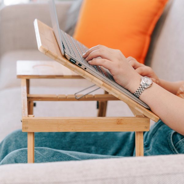 Foldable and Adjustable Bamboo Laptop Table, Bed Tray - Image 4