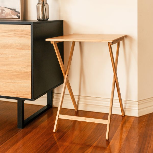 2pc Bamboo Folding Laptop Tray & Snack Table - Image 2