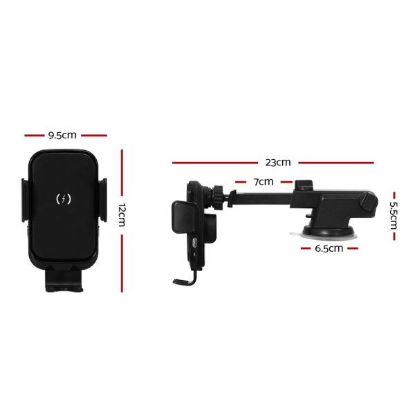 Devanti Wireless Car Charger Fast Charging Car Mount Vent Suction cup - Image 2