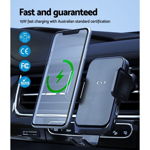 Devanti Wireless Car Charger Fast Charging Car Mount Vent Suction cup - Image 5