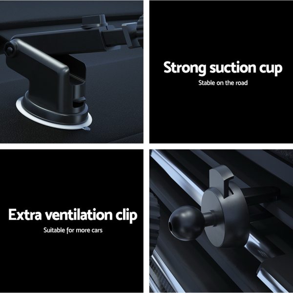 Devanti Wireless Car Charger Fast Charging Car Mount Vent Suction cup - Image 7
