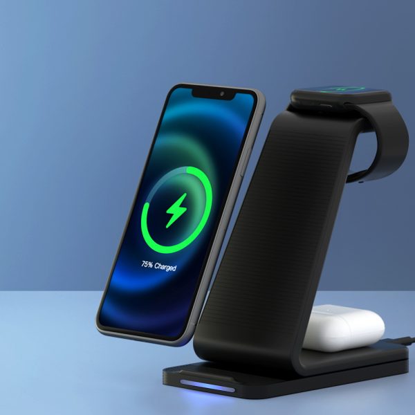 Devanti 3 in 1 Wireless Charger Dock 15W Fast Charging Stand - Image 5