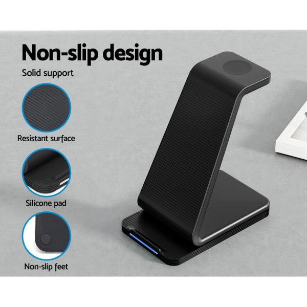 Devanti 3 in 1 Wireless Charger Dock 15W Fast Charging Stand - Image 6