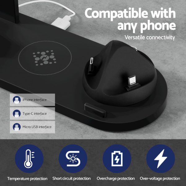 Devanti 4 in 1 Wireless Charger Multi-function Station for Phone Airpod iWatch 15W - Image 5