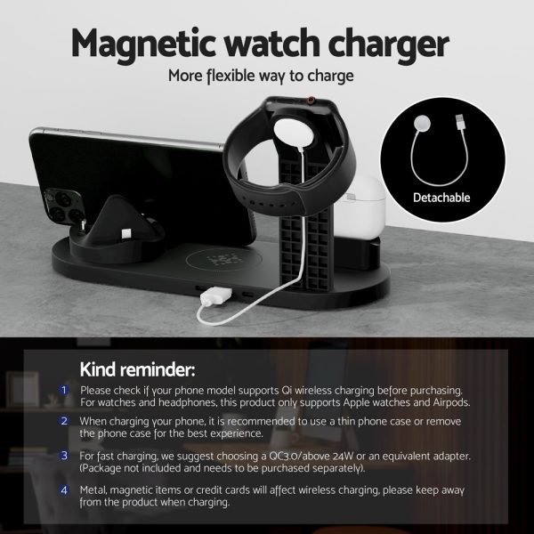 Devanti 4 in 1 Wireless Charger Multi-function Station for Phone Airpod iWatch 15W - Image 6