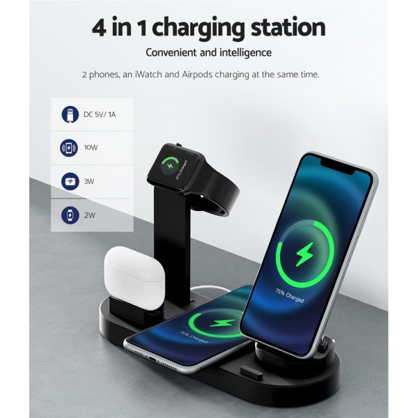 Devanti 4-in-1 Wireless Charger Dock Multi-function Charging Station for Phone - Image 5