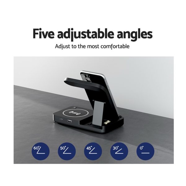 Devanti 4-in-1 Wireless Charger Station Fast Charging for Phone Black - Image 7