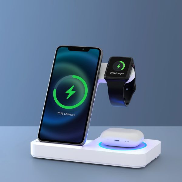Devanti 4-in-1 Wireless Charger Dock Fast Charging for Phone White - Image 8