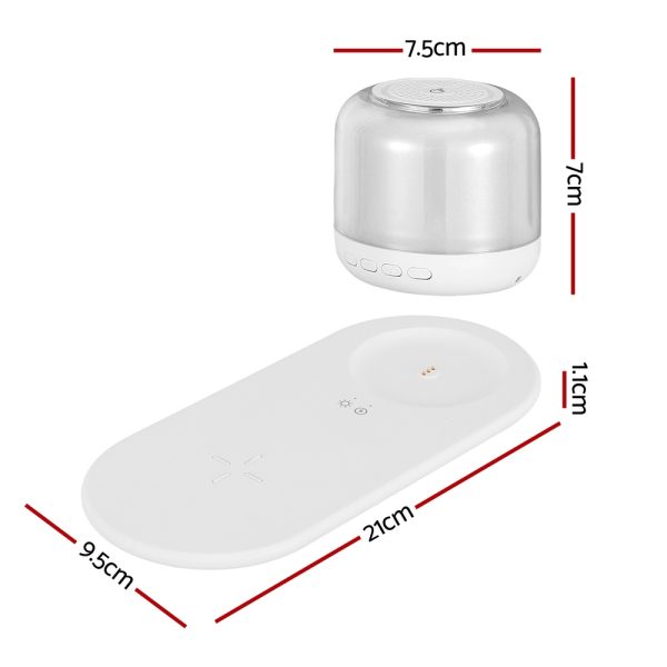 Devanti 3 in 1 Wireless Charger 15W Fast Charging RGB Light Bluetooth Speaker for Phone - Image 2