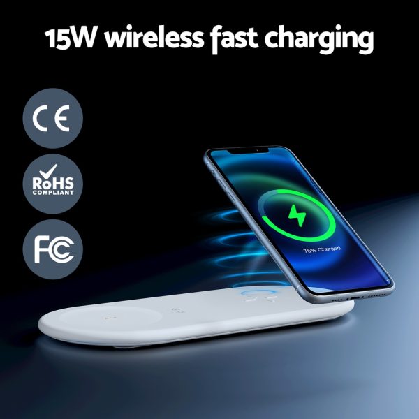 Devanti 3 in 1 Wireless Charger 15W Fast Charging RGB Light Bluetooth Speaker for Phone - Image 4